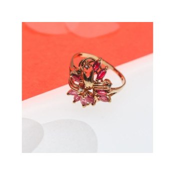 14K YELLOW GOLD SPINEL & DIAMONDS RING SIZE 10.5