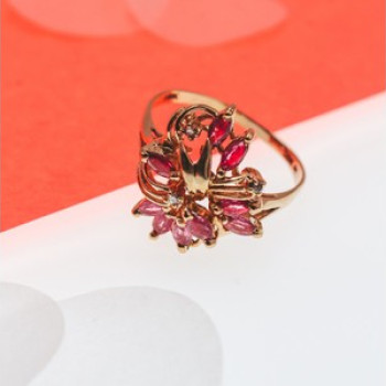 14K Yellow Gold Spinel & Diamonds Ring Size 10.5