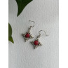 Vintage 925 Sterling Silver Red Coral & Pearls Dangle Earrings