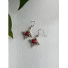 Vintage 925 Sterling Silver Red Coral & Pearls Dangle Earrings