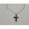 925 Sterling Silver Blue Spinel & Diamond Chain with Cross Italy