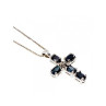 925 Sterling Silver Blue Spinel & Diamond Chain with Cross Italy