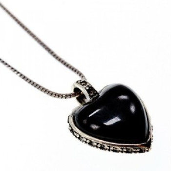 925 Sterling Silver Black Jade and Mother of Pearl 