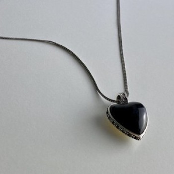 925 Sterling Silver Black Jade and Mother of Pearl 