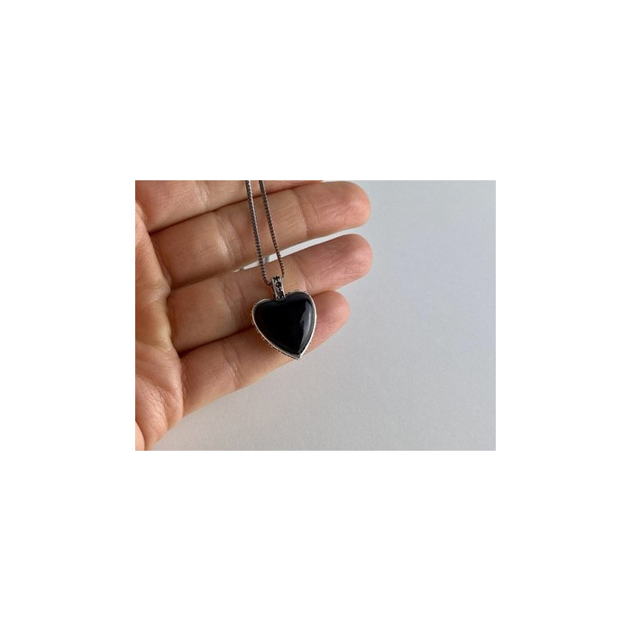 925 Sterling Silver Black Jade and Mother of Pearl 