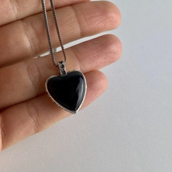 925 Sterling Silver Black Jade and Mother of Pearl 