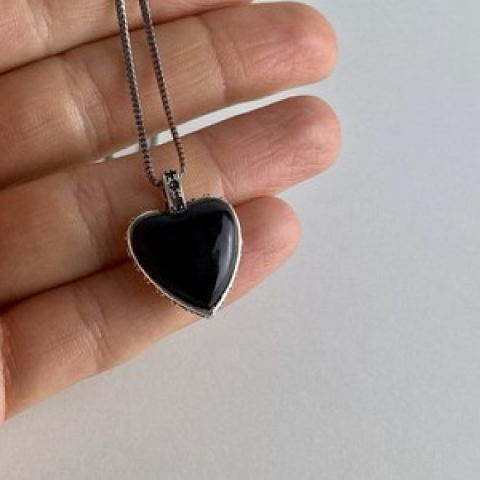 925 Sterling Silver Black Jade and Mother of Pearl 