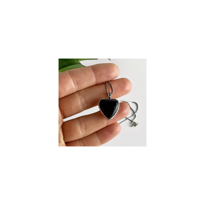 925 Sterling Silver Black Jade and Mother of Pearl 