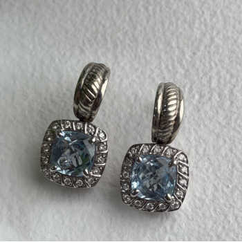 925 Sterling Silver Blue & White Topaz Earrings
