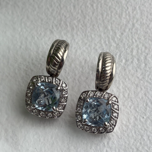 925 Sterling Silver Blue & White Topaz Earrings