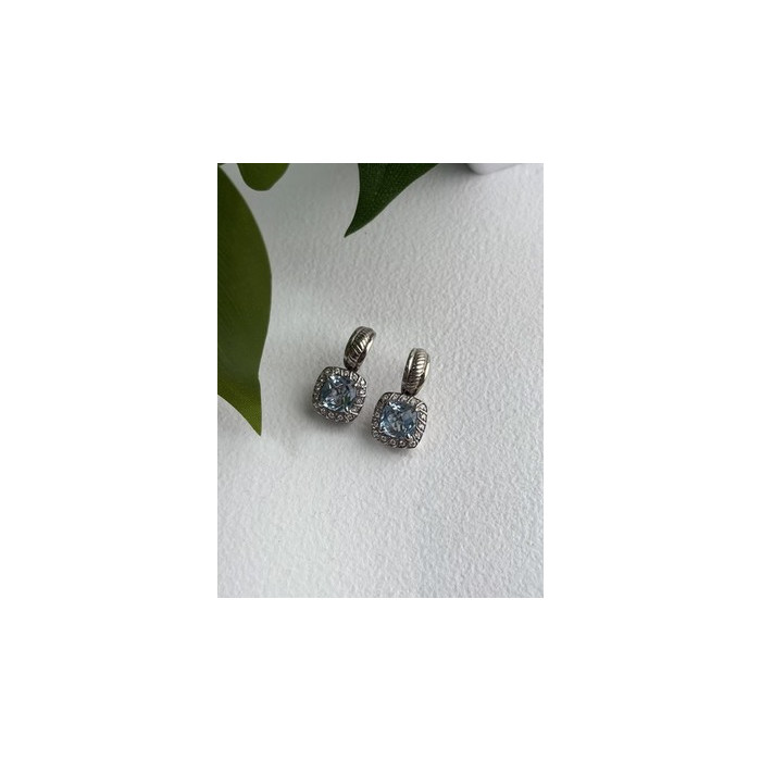 925 Sterling Silver Blue & White Topaz Earrings