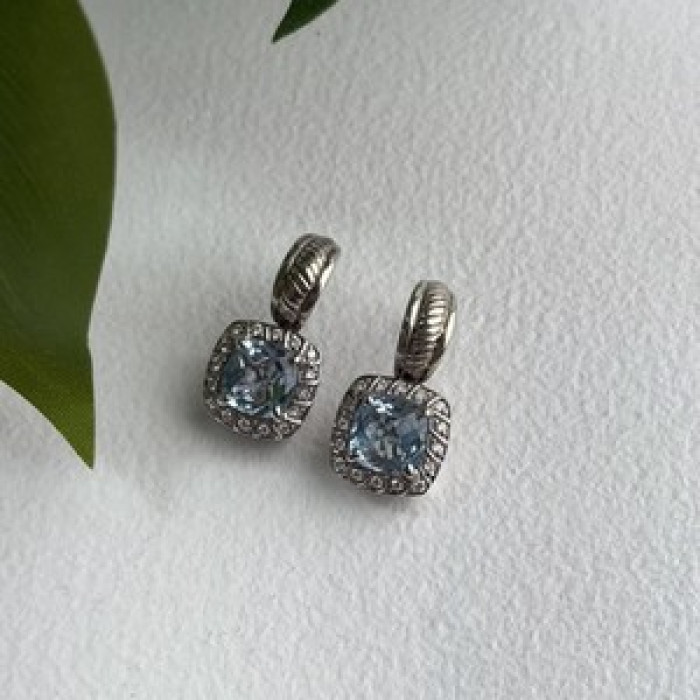 925 Sterling Silver Blue & White Topaz Earrings