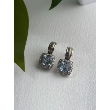 925 Sterling Silver Blue & White Topaz Earrings