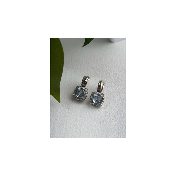 925 Sterling Silver Blue & White Topaz Earrings