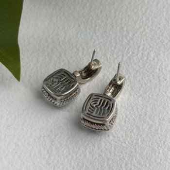 925 Sterling Silver Blue & White Topaz Earrings