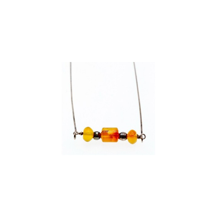 925 Sterling Silver Amber Necklace 33.4 in