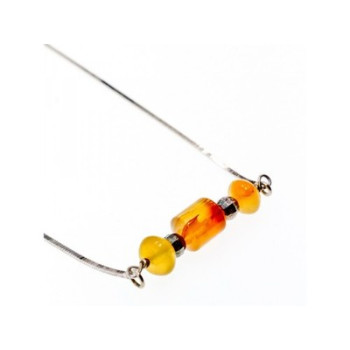 925 Sterling Silver Amber Necklace 33.4 in