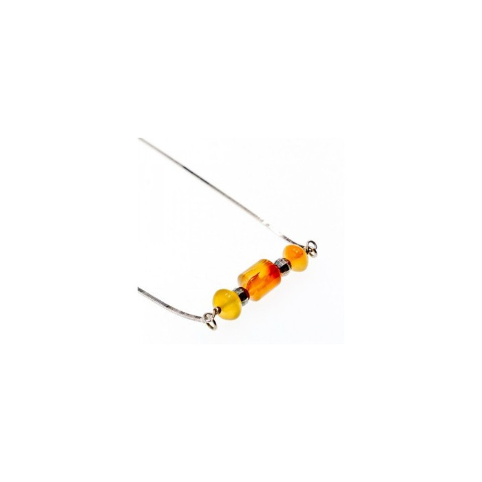925 Sterling Silver Amber Necklace 33.4 in