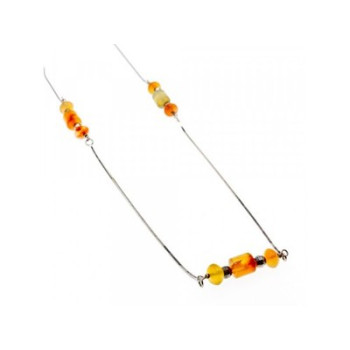 925 Sterling Silver Amber Necklace 33.4 in