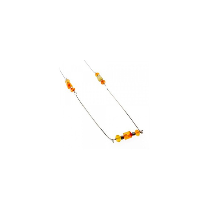 925 Sterling Silver Amber Necklace 33.4 in