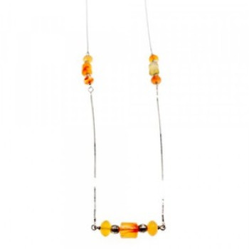 925 Sterling Silver Amber Necklace 33.4 in