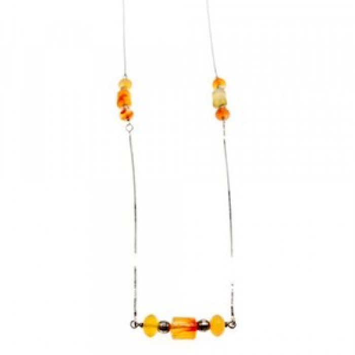 925 Sterling Silver Amber Necklace 33.4 in