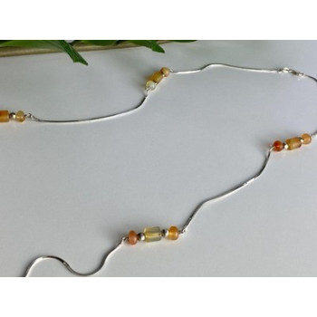 925 Sterling Silver Amber Necklace 33.4 in