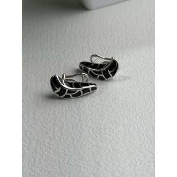 Italy Belle Etoile Coccodrillo 925 Sterling Silver Black Onyx Earrings