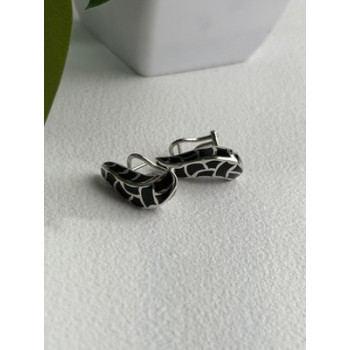 Italy Belle Etoile Coccodrillo 925 Sterling Silver Black Onyx Earrings