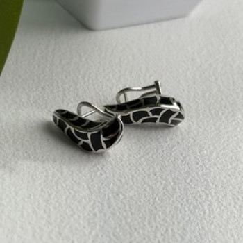 Italy Belle Etoile Coccodrillo 925 Sterling Silver Black Onyx Earrings