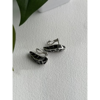 Italy Belle Etoile Coccodrillo 925 Sterling Silver Black Onyx Earrings