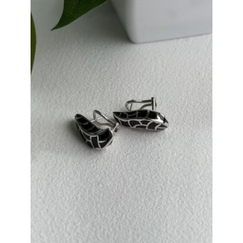 Italy Belle Etoile Coccodrillo 925 Sterling Silver Black Onyx Earrings