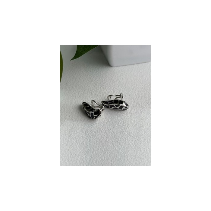 Italy Belle Etoile Coccodrillo 925 Sterling Silver Black Onyx Earrings
