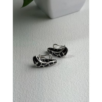 Italy Belle Etoile Coccodrillo 925 Sterling Silver Black Onyx Earrings