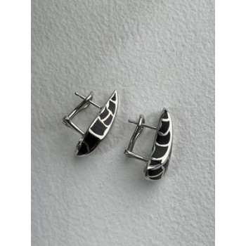 Italy Belle Etoile Coccodrillo 925 Sterling Silver Black Onyx Earrings