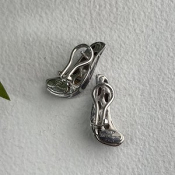 Italy Belle Etoile Coccodrillo 925 Sterling Silver Black Onyx Earrings