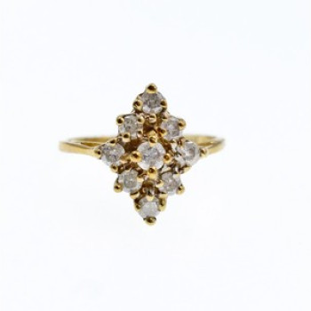10K Yellow Gold White Sapphire Ring Size 5.5