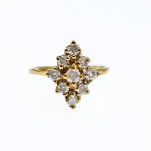 10K Yellow Gold White Sapphire Ring Size 5.5