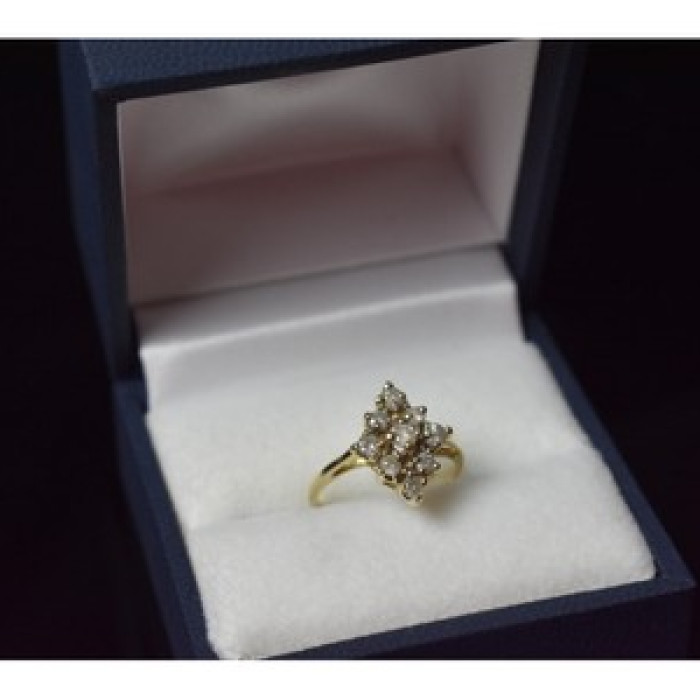 10K Yellow Gold White Sapphire Ring Size 5.5
