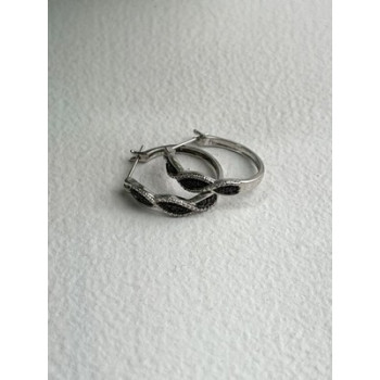 Yin-Yang 925 Sterling Silver Black Onyx Tiny Stones Earrings