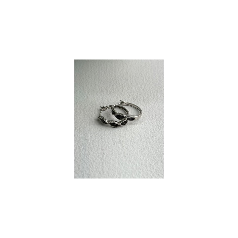 Yin-Yang 925 Sterling Silver Black Onyx Tiny Stones Earrings