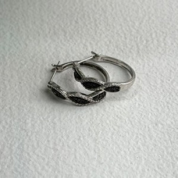 Yin-Yang 925 Sterling Silver Black Onyx Tiny Stones Earrings