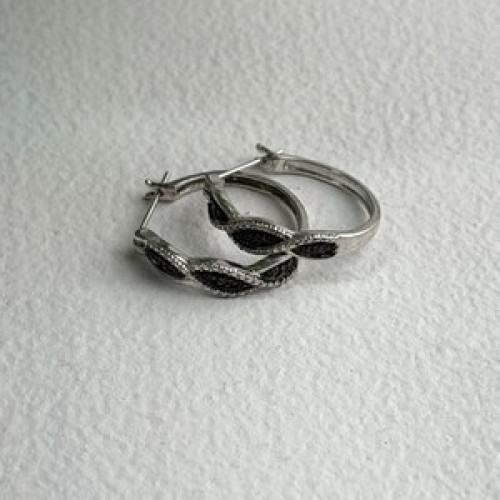 Yin-Yang 925 Sterling Silver Black Onyx Tiny Stones Earrings