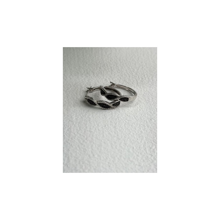 Yin-Yang 925 Sterling Silver Black Onyx Tiny Stones Earrings