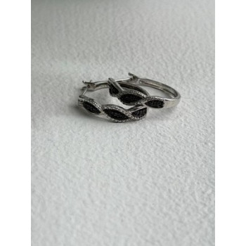 Yin-Yang 925 Sterling Silver Black Onyx Tiny Stones Earrings