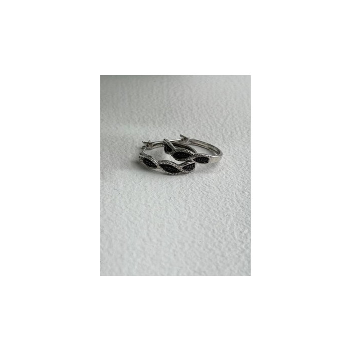 Yin-Yang 925 Sterling Silver Black Onyx Tiny Stones Earrings