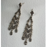 Vintage Dangle 925 Sterling Silver Marcasite Earrings