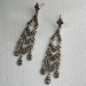 Vintage Dangle 925 Sterling Silver Marcasite Earrings