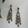 Vintage Dangle 925 Sterling Silver Marcasite Earrings