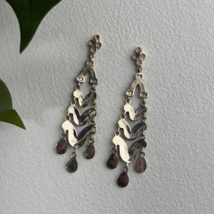 Vintage Dangle 925 Sterling Silver Marcasite Earrings